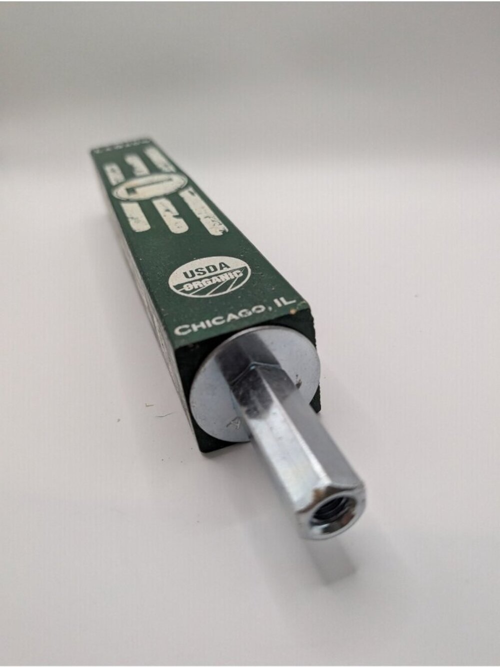 LAGROW Beer Tap Handle Green White Wood Distressed Organic Chicago Logo - Picture 5 of 5